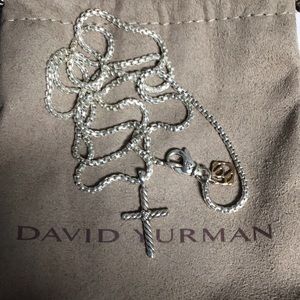 David yurman diamond cross necklace 24”